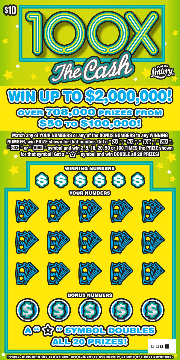 100X THE CASH: scratch-off ticket