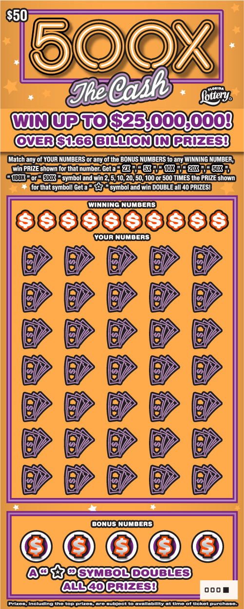500X THE CASH: scratch-off ticket