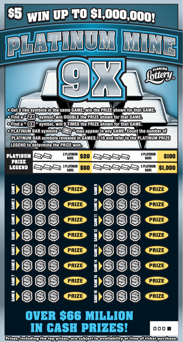PLATINUM MINE 9X: scratch-off ticket