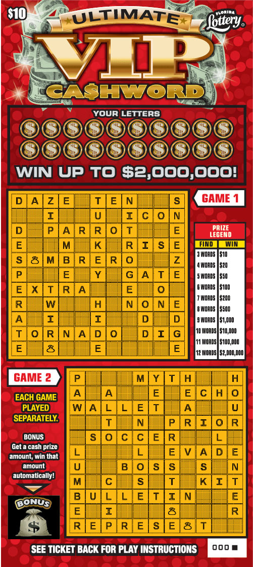 ULTIMATE VIP CASHWORD: scratch-off ticket