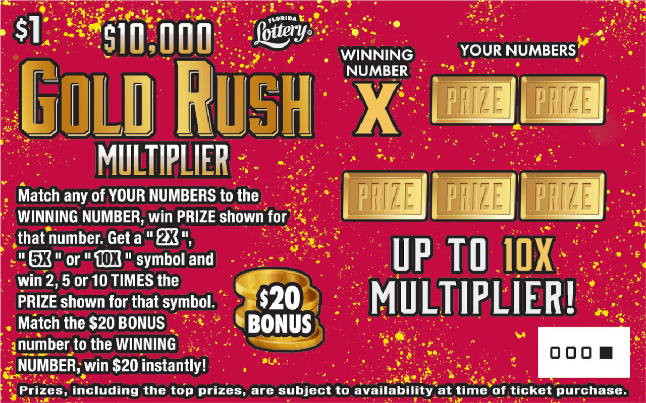 $10K GOLD RUSH MULTIPLIER: scratch-off ticket