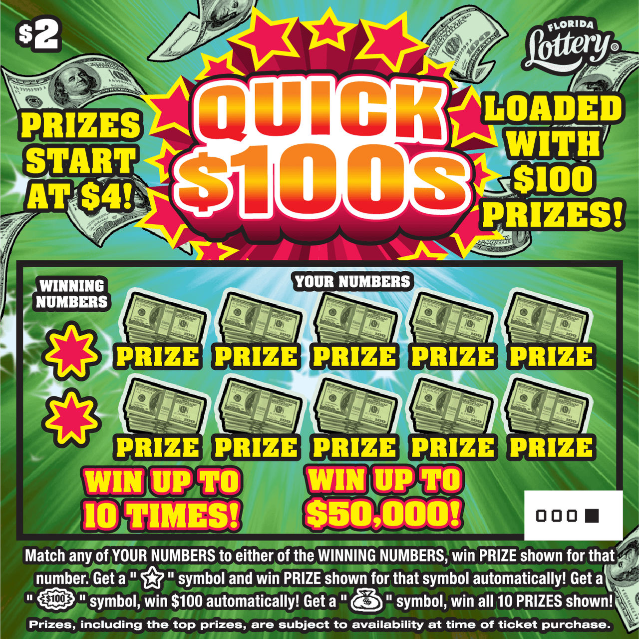 QUICK $100S: scratch-off ticket