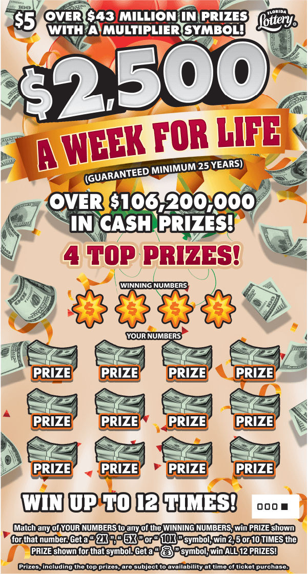 $2,500 A WEEK FOR LIFE: scratch-off ticket