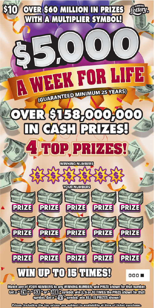 $5,000 A WEEK FOR LIFE: scratch-off ticket