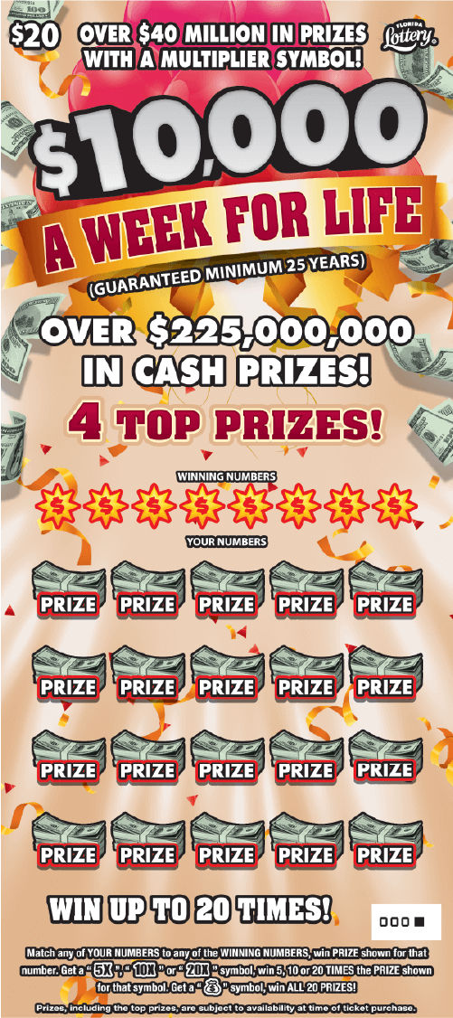 $10,000 A WEEK FOR LIFE: scratch-off ticket
