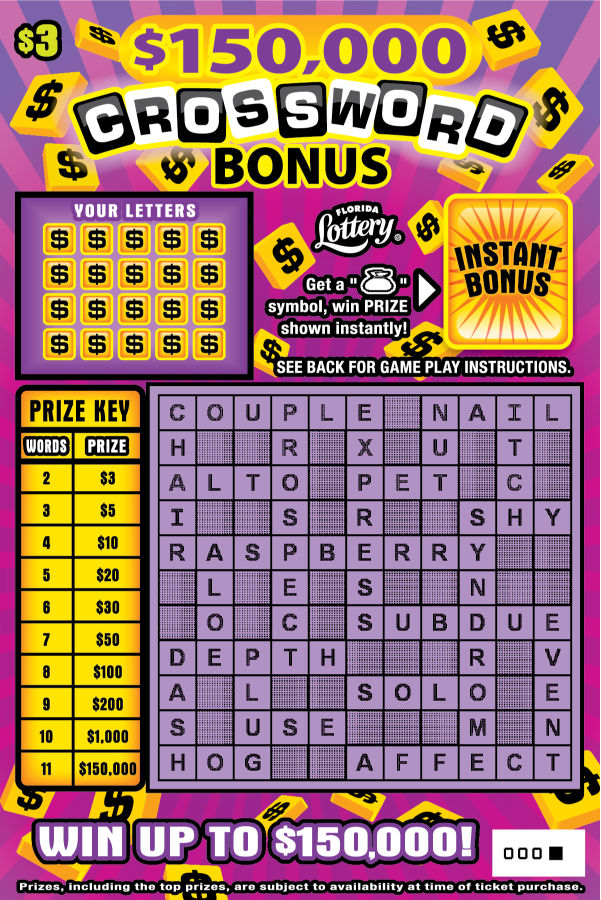 $150,000 CROSSWORD BONUS: scratch-off ticket