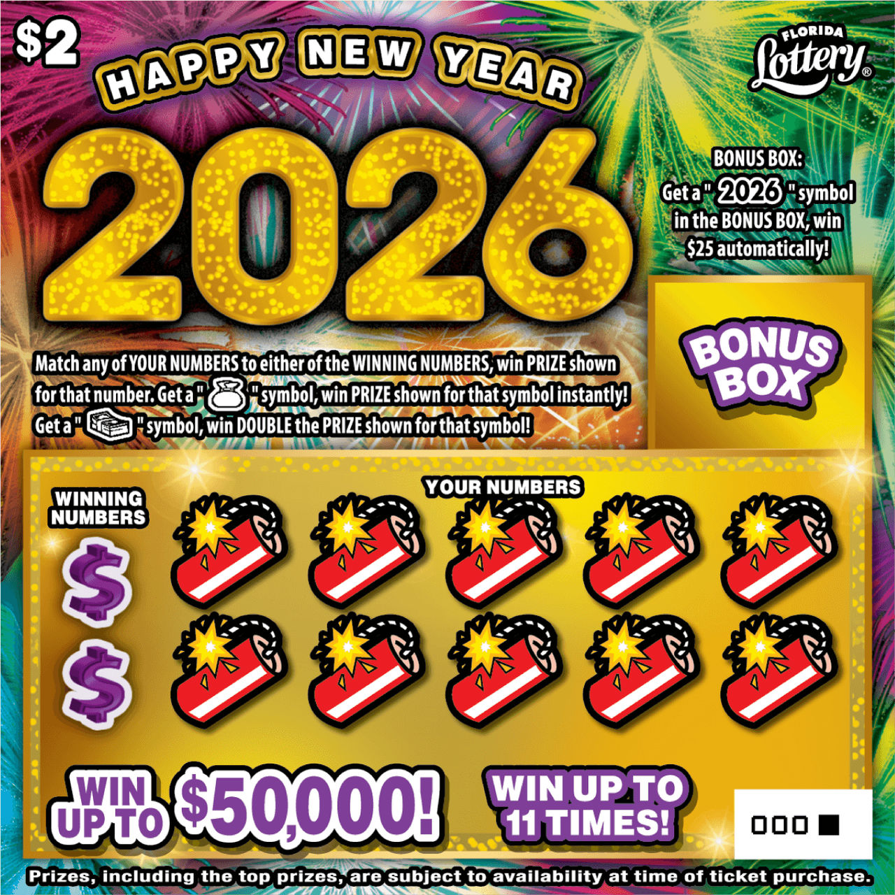 HAPPY NEW YEAR 2026: scratch-off ticket