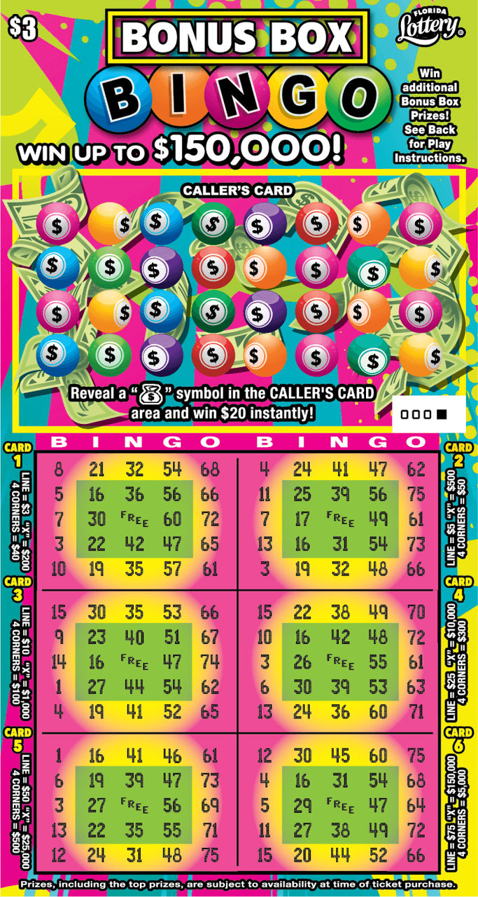 BONUS BOX BINGO: scratch-off ticket