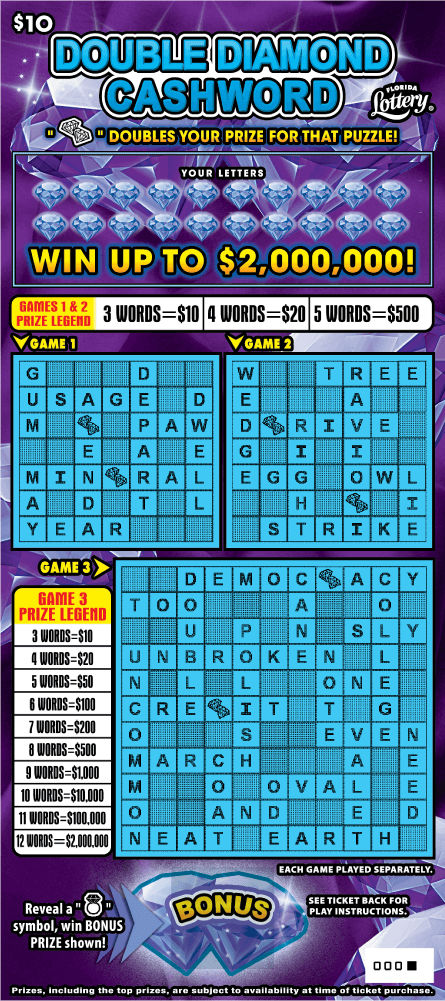 DOUBLE DIAMOND CASHWORD: scratch-off ticket