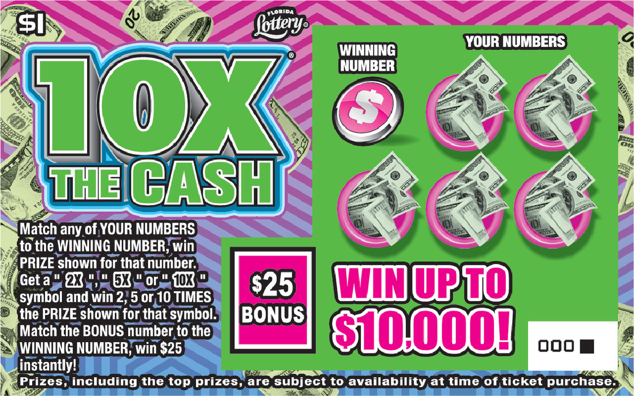 10X THE CASH: scratch-off ticket