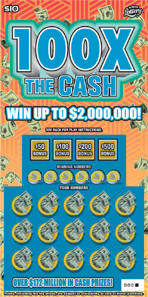 100X THE CASH: scratch-off ticket