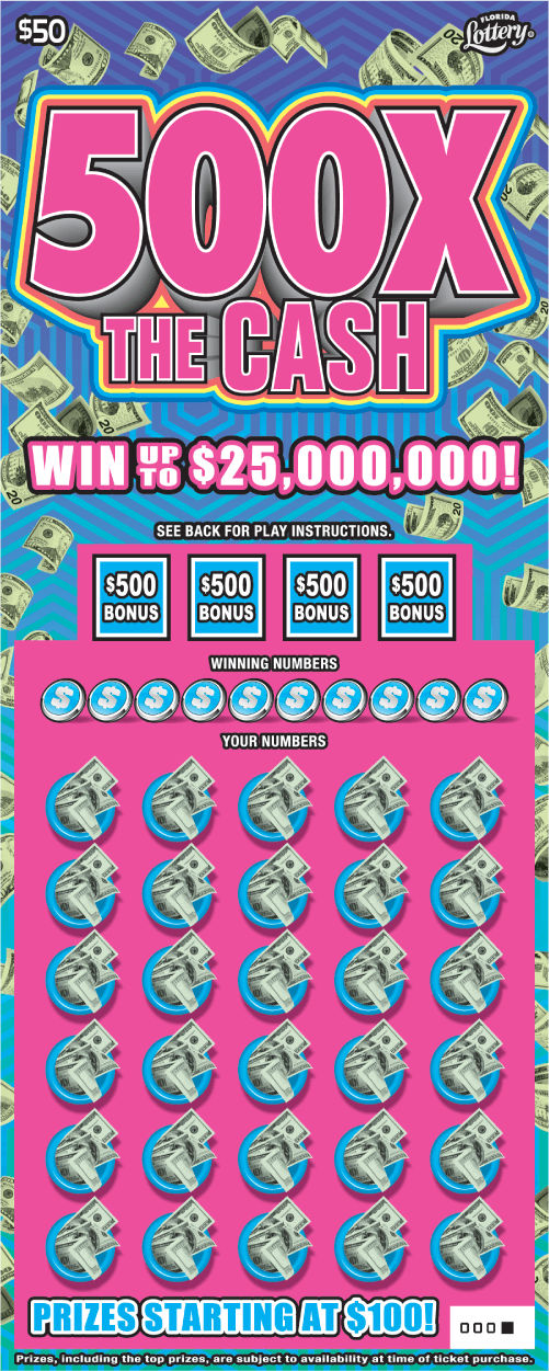 500X THE CASH: scratch-off ticket