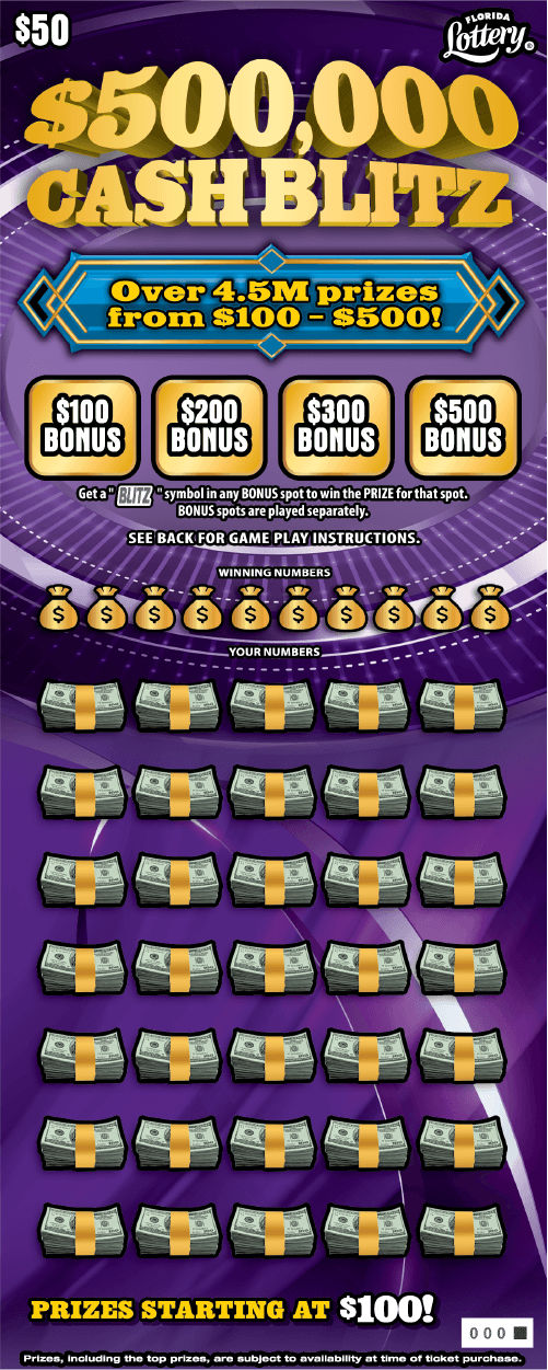 $500,000 CASH BLITZ: scratch-off ticket