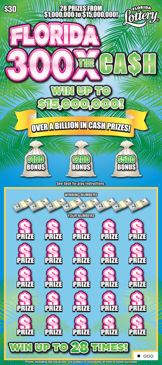 FLORIDA 300X THE CASH: scratch-off ticket
