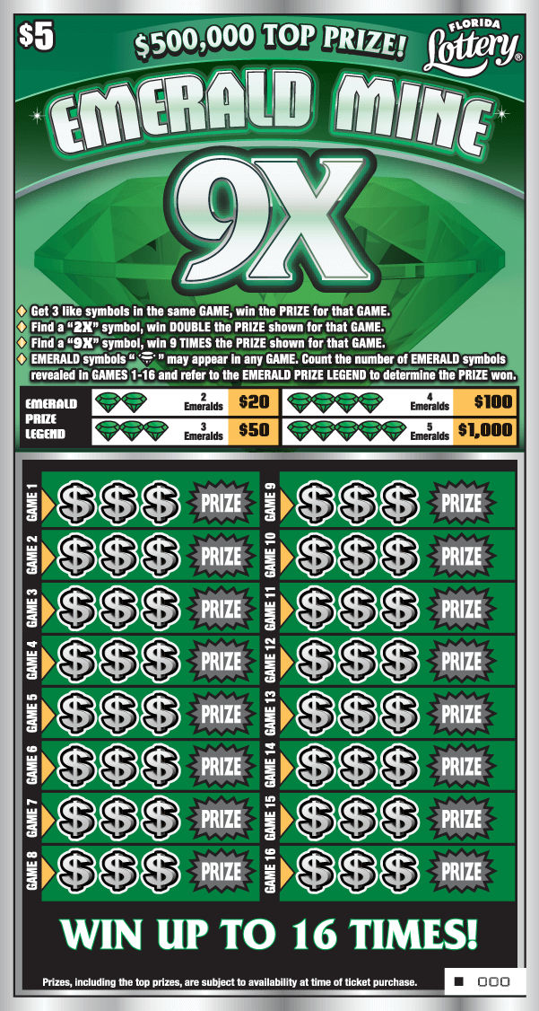 EMERALD MINE 9X: scratch-off ticket