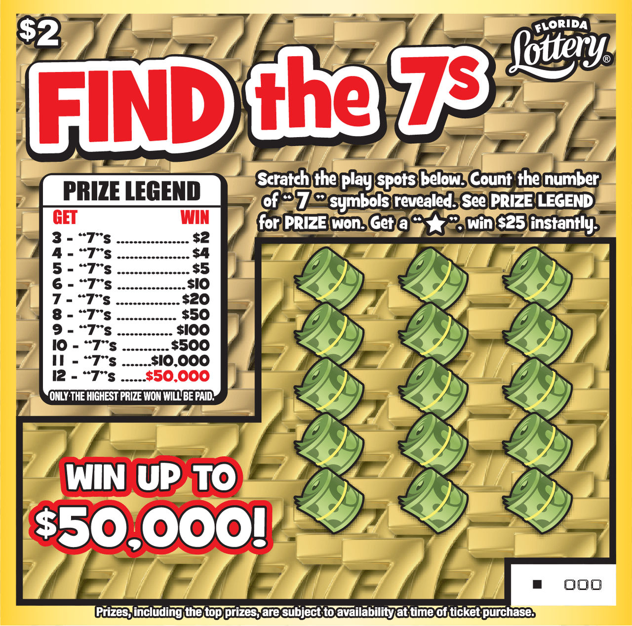 FIND THE 7S: scratch-off ticket